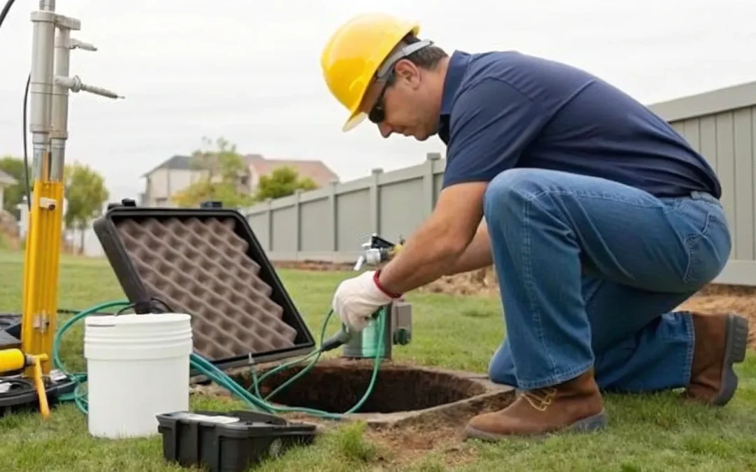 Professional conducting a septic perc test to meet soil requirements.